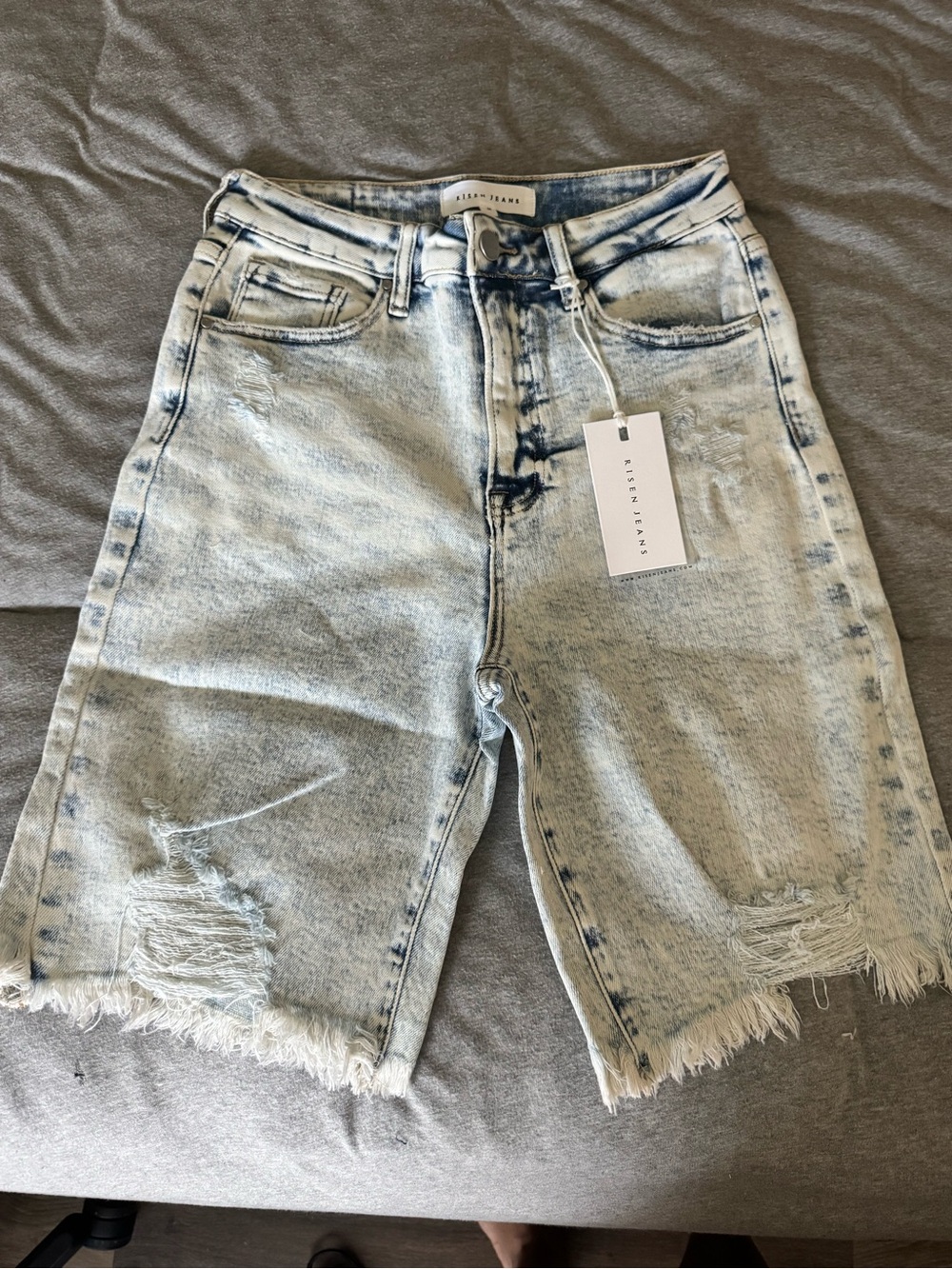 Risen Jeans Women's Light Acid Wash Denim Bermuda Shorts